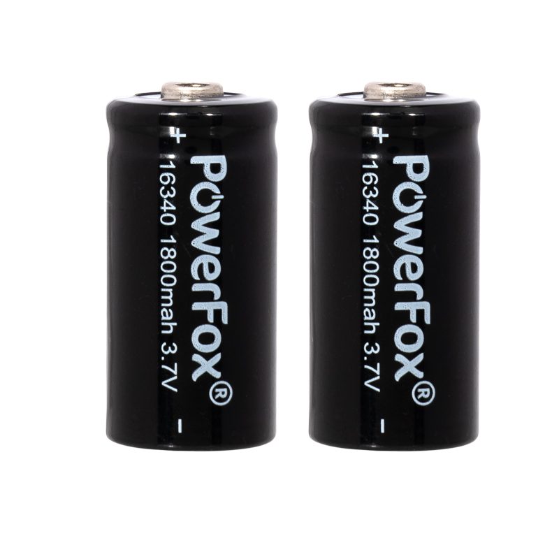 Deux batteries rechargeables PowerFox 16340 pour laser compact