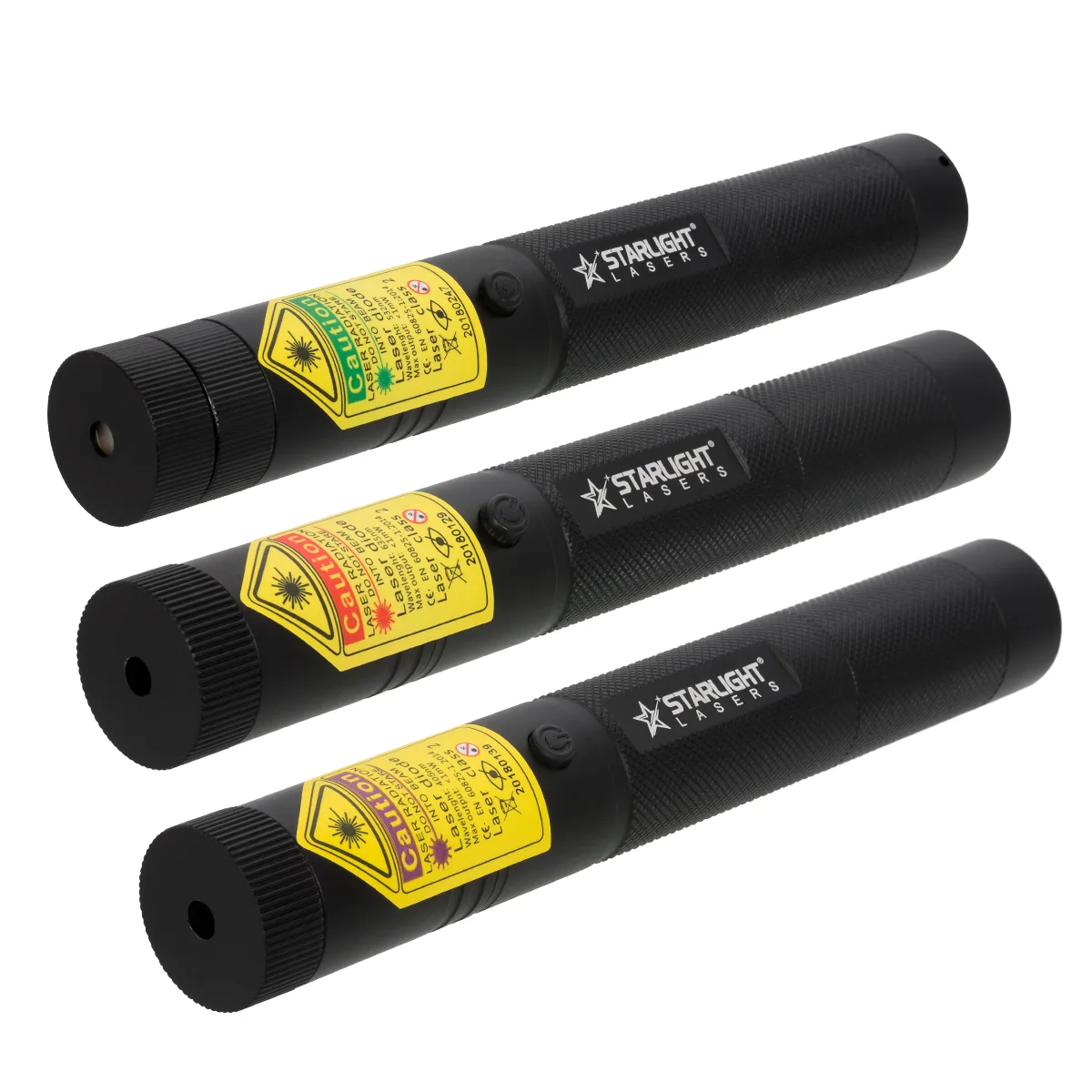 Lot de trois pointeurs laser rechargeables Pro G1 vert, R1 rouge et V1 violet