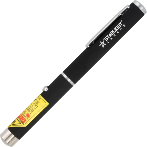Pointeur laser rouge stylo M1 vu de face, de biais